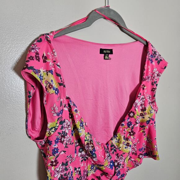 NWOT AFRM Myla Floral Corset Cropped Cap Sleeve Blouse Sz Large - Picture 4 of 14